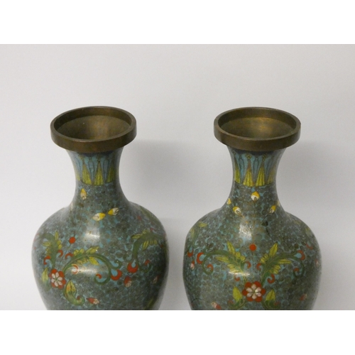 176 - A pair of Cloisonné vases, 9