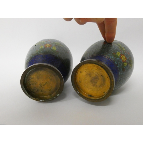 176 - A pair of Cloisonné vases, 9