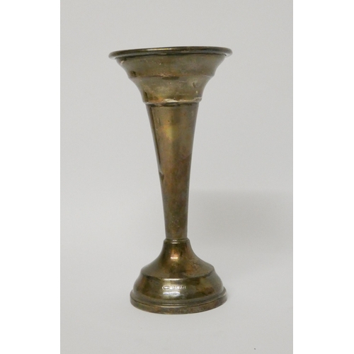 526 - A silver specimen vase, on weighted circular base. Height 14.5 cms