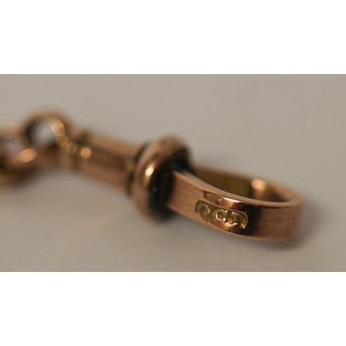 409 - Victorian 9ct rose gold Albertine bracelet, 19cms long, gross weight 9.7gms