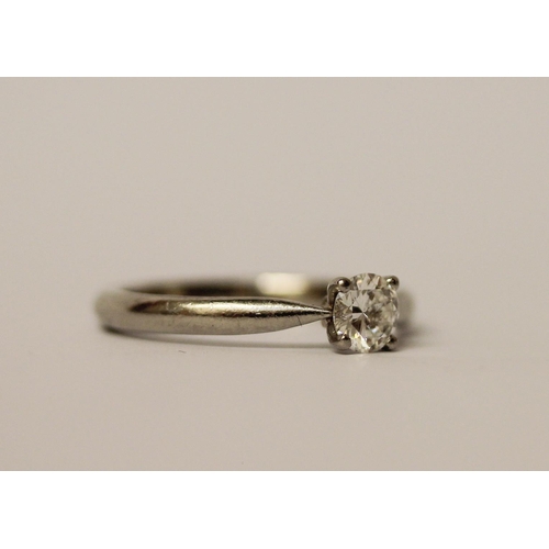 432 - Platinum and solitaire diamond engagement ring, hallmarked, ring size O, 4.7gms