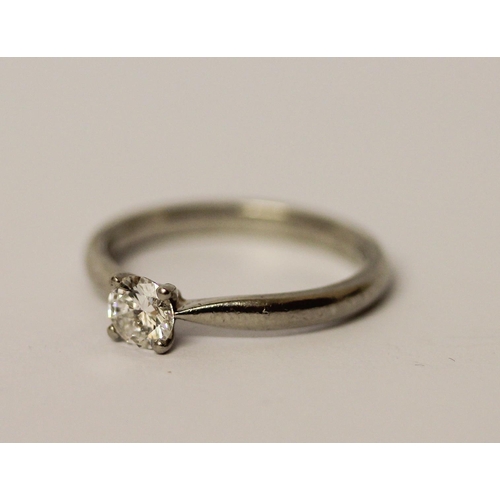 432 - Platinum and solitaire diamond engagement ring, hallmarked, ring size O, 4.7gms