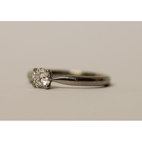 432 - Platinum and solitaire diamond engagement ring, hallmarked, ring size O, 4.7gms