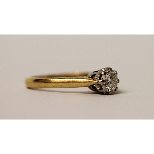 482 - A solitaire diamond engagement ring the claw set stone weighing 0.53cts, hall marked and diamond wei... 