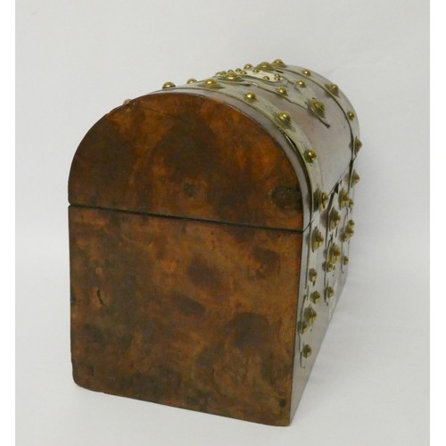 68A - Victorian brass bound walnut writing dome topped box