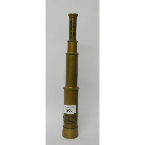 200 - A German style brass three drawer telescope