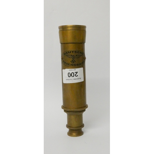 200 - A German style brass three drawer telescope