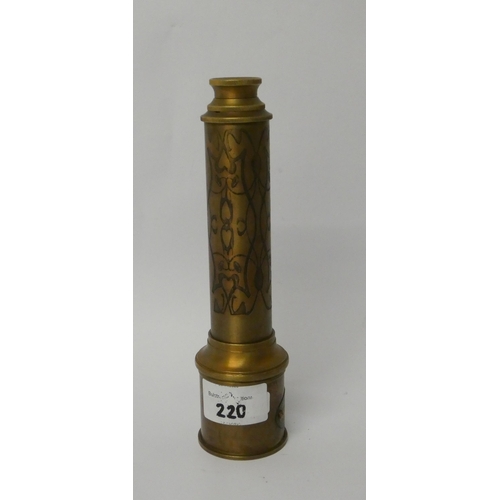 220 - A brass four drawer engraved telescope