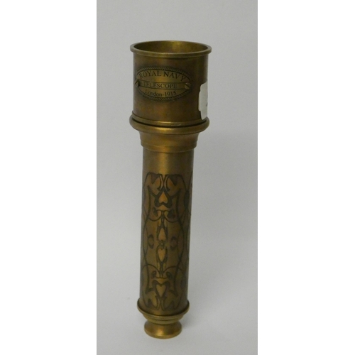 220 - A brass four drawer engraved telescope