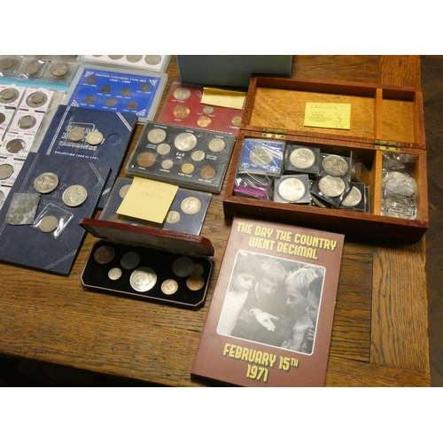 233 - A very large collection of English and foreign coins to include crowns and two albums of coins and b... 