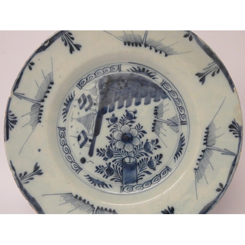 247 - A Bristol Delft antique blue and white plate, diameter of plate  25cms