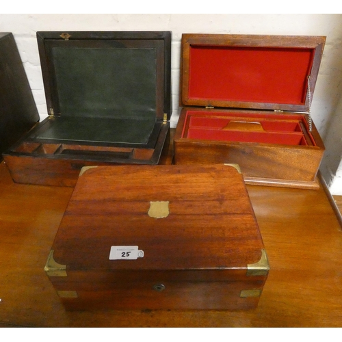 25 - Two Victorian writing boxes and a jewel box