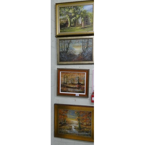 109 - Four various framed oil paintings of woodland scenes, signed  John Griffiths