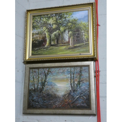 109 - Four various framed oil paintings of woodland scenes, signed  John Griffiths