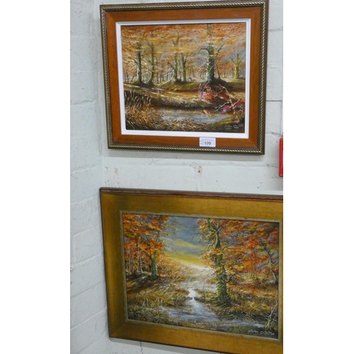 109 - Four various framed oil paintings of woodland scenes, signed  John Griffiths