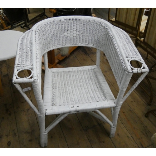 114 - A white painted cane bedroom or conservatory chair