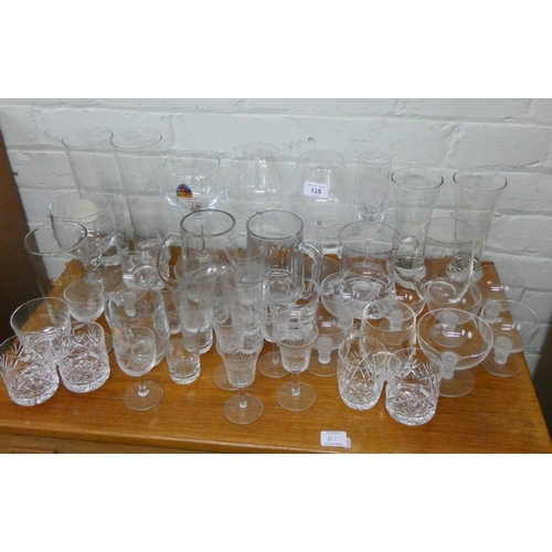 135 - Assorted drinking glasses, tankards etc