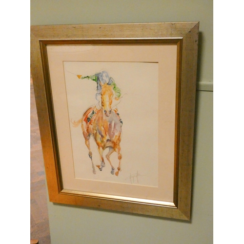 183 - Three modern watercolours - of Istabraq  Racehorse' by Jacqui Jones, watercolour of 'The colours of ... 