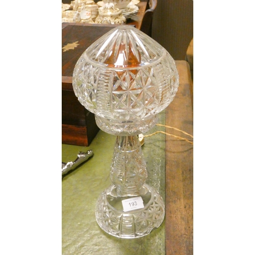 193 - A cut glass table lamp with shade