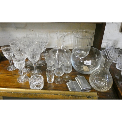 252 - Large collection of Dartington and other cut glass to include wine carafe's, Glenmorangie commemorat... 