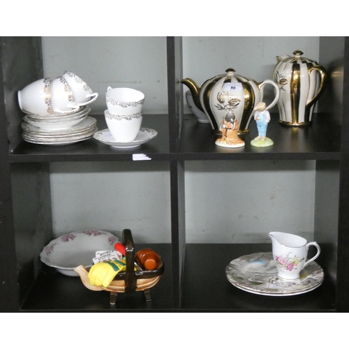 80 - Tea ware, teapots, two Royal albert ornaments and other china