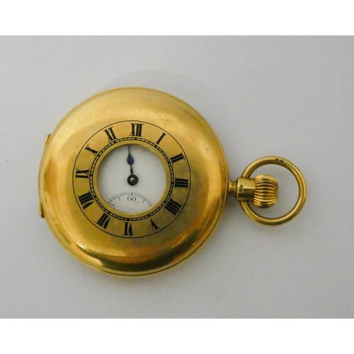 401 - Victorian 18ct yellow gold half hunter pocket watch, inner and outer case hallmarked, gross weight 1... 