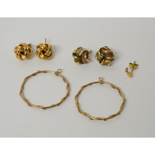 448 - Assorted 9ct gold earrings, gross weight 7 grams