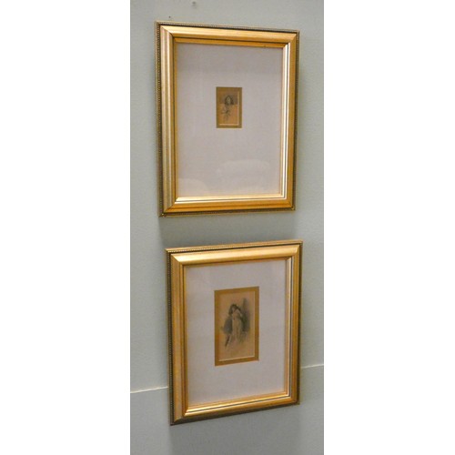 185A - A set of four miniature erotic monochrome prints of ladies, each framed size approx 7