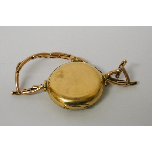 356 - Victorian fob watch in 18ct gold outer case, on 9ct gold flexible strap