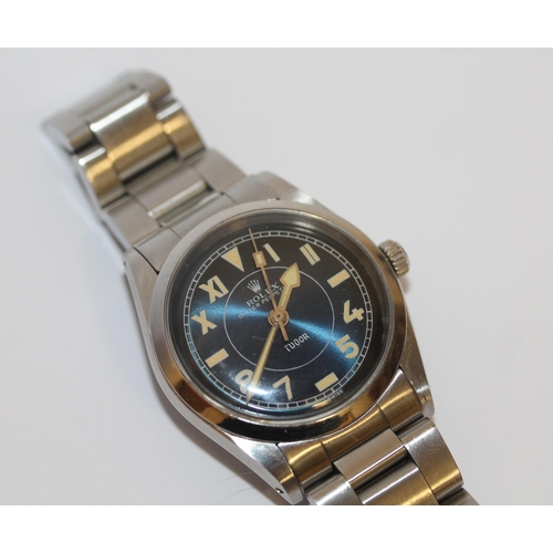 380 - Vintage Rolex Tudor Oyster Perpetual gents stainless steel wristwatch, blue dial with numeric marker... 