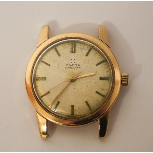 381 - Omega - vintage 18ct gold automatic gents wristwatch, champagne dial with baton markers, without str... 