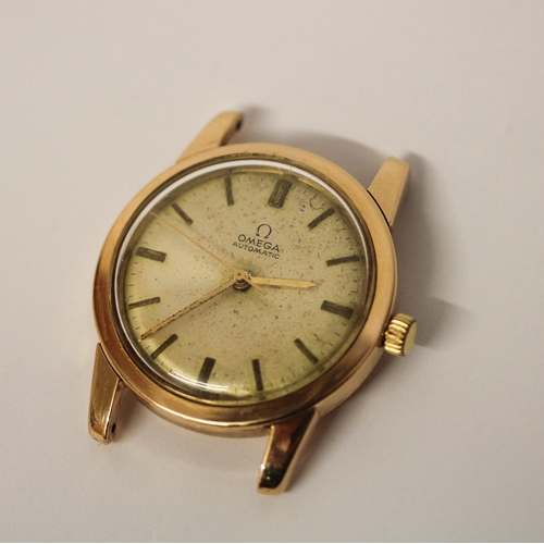 381 - Omega - vintage 18ct gold automatic gents wristwatch, champagne dial with baton markers, without str... 