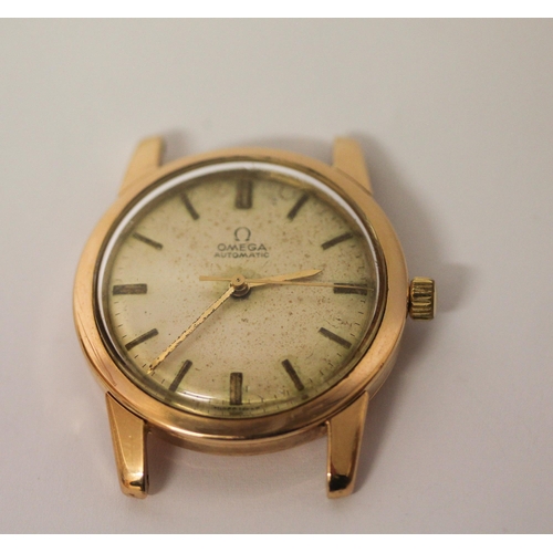 381 - Omega - vintage 18ct gold automatic gents wristwatch, champagne dial with baton markers, without str... 