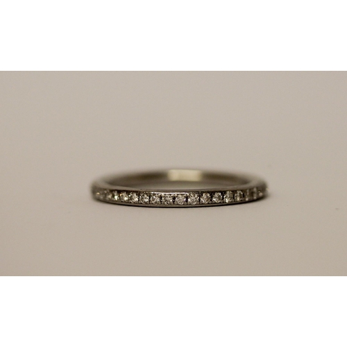 385 - A platinum and diamond full eternity stacking ring, ring size N 1/2, weight 3.6g