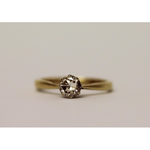 390 - A solitaire diamond engagement ring, claw set brilliant cut diamond on 18ct gold band, hallmarked ri... 