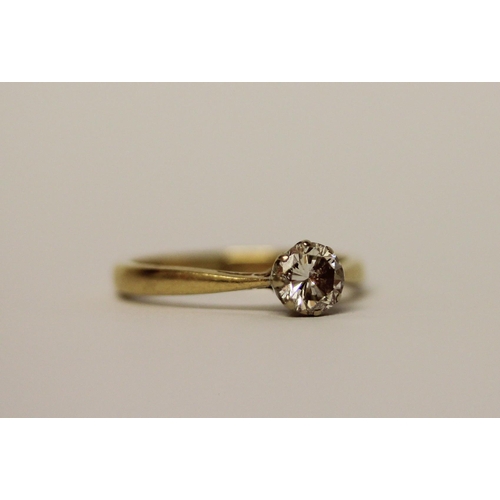 390 - A solitaire diamond engagement ring, claw set brilliant cut diamond on 18ct gold band, hallmarked ri... 