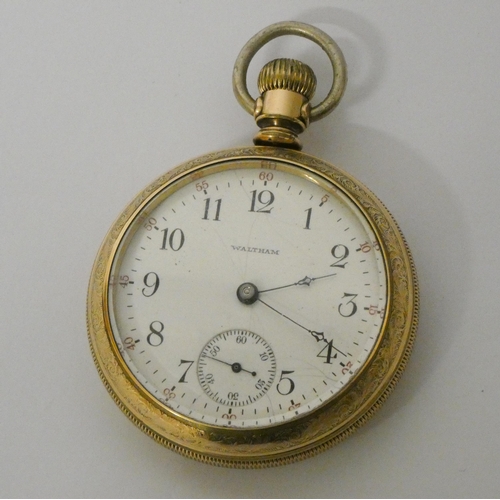 461 - Victorian Waltham gold plated pocket watch