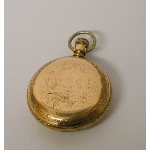 461 - Victorian Waltham gold plated pocket watch