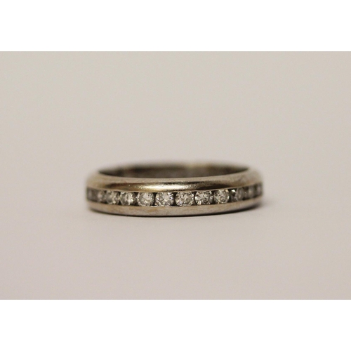 471 - An 18ct white gold full diamond set eternity ring, hallmarked & diamond weight marked in shank 1 car... 