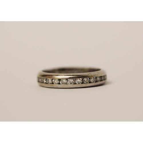 471 - An 18ct white gold full diamond set eternity ring, hallmarked & diamond weight marked in shank 1 car... 