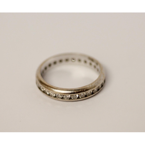 471 - An 18ct white gold full diamond set eternity ring, hallmarked & diamond weight marked in shank 1 car... 