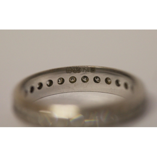 471 - An 18ct white gold full diamond set eternity ring, hallmarked & diamond weight marked in shank 1 car... 