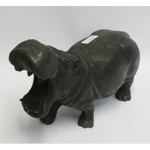 281 - A heavy Hippo figure with mouth open