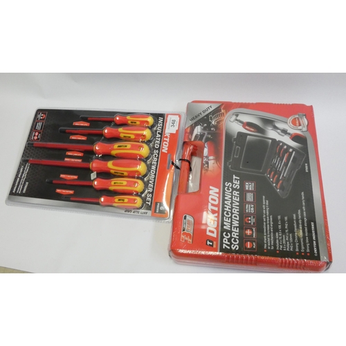 342 - six piece screwdriver set and a seven piece mechanics screwdriver set