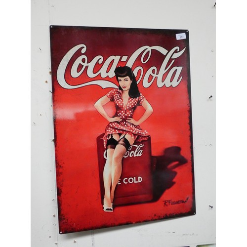 363 - A painted metal advertising sign 'Coca Cola'