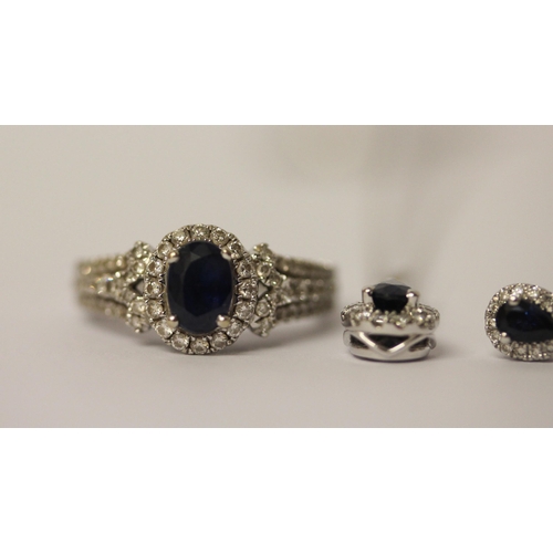 366 - Vera Wang Love - a suite of 18ct white gold sapphire and diamond jewellery, comprising an engagement... 