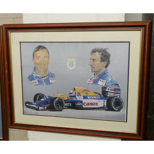 173 - Formula 1 Grand Prix - A Limited Edition Robin Owen Print 1988, of Nigel Mansell wheel to wheel Sign... 