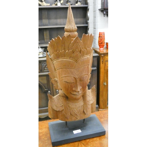 146 - A large carved Thai Buddha head ornament