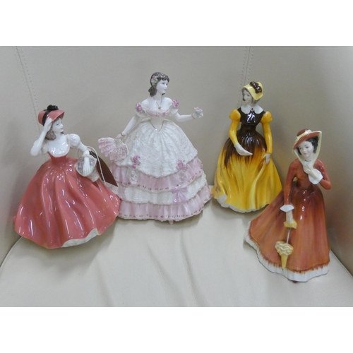 155 - Coalport Heirloom figurine 'Olivia', Coalport Lady of Fashion 'Flora' and 'Letter from a Lover' and ... 