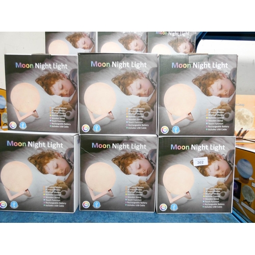 302 - Fifteen large sized rechargeable moon night lights with remote